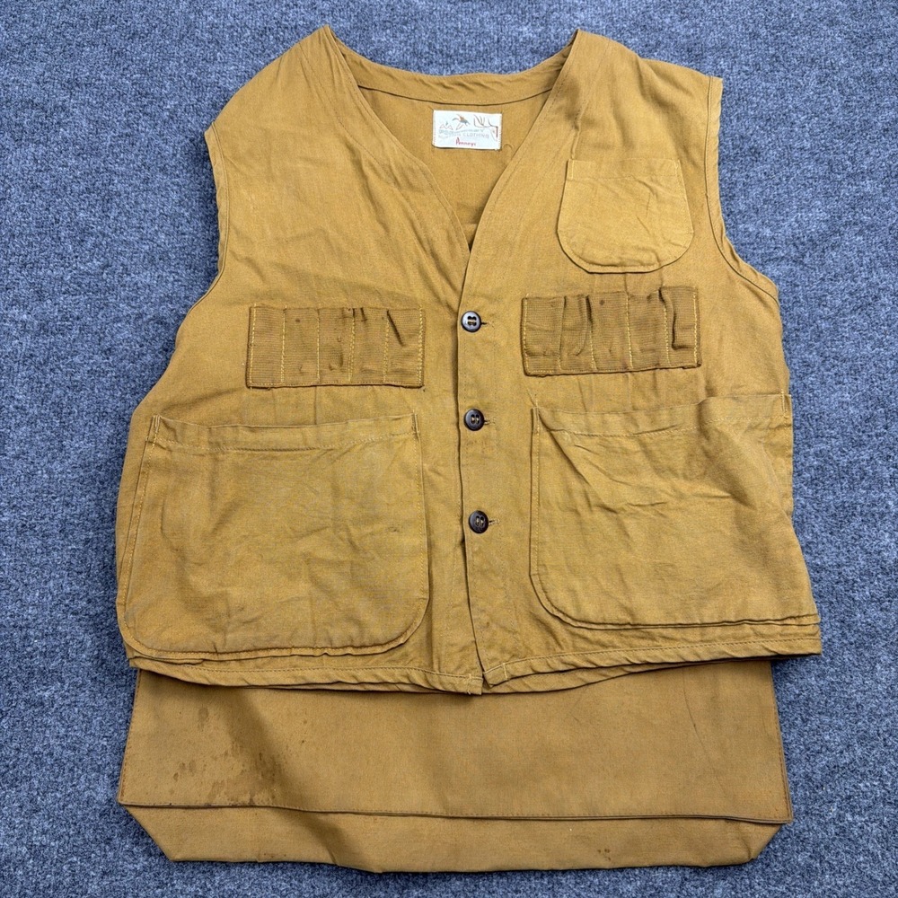 Vintage Penneys 60's Hunting Vest Foremost Canvas Medium Bird Hunting Shooting